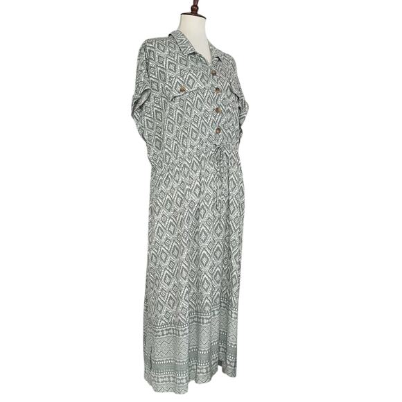 Lucky Brand Women's Geometric Print Collared Midi Dress Size 2X - Picture 2 of 8